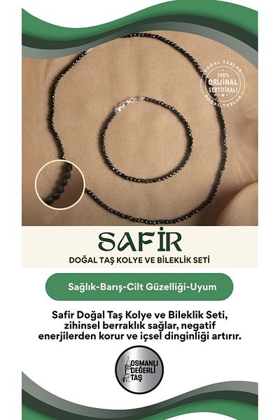 OSMANLI DEĞERLİ TAŞ Certified Sapphire Natural Stone Tool Set