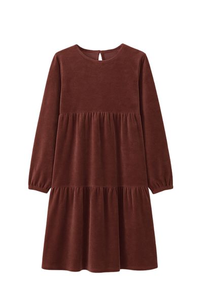 MODA Girls Modest Cotton Velvet Midi Dress