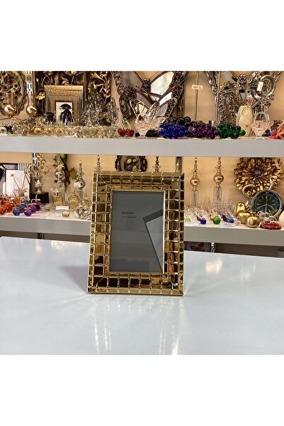 Gold home design Modern Gold Baklava Desen Fotoğraf Çerçevesi 10x15