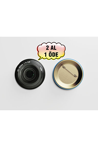 Nemika Kamera Merceği 44mm İğneli Buton Rozet - Okul Çanta Süsü