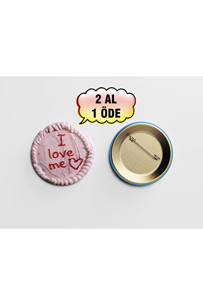 I love me Pasta 44mm İğneli Buton Rozet - Okul Çanta Süsü