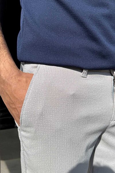 thesunfyre Чоловічі штани з візерунком, сірі, з кишенями з боків, на резинці, з шнурком, зручного крою, з льону, Relaxed Pantolon