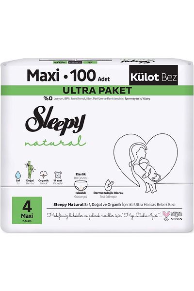 Sleepy Panty Diaper Natural Size: 4 (7-14kg) Maxi 200 Pieces Super Economical Gross Pk