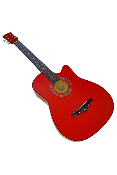 Depox wooden classical guitar, Red Raven, 95 cm, Cutaway model, red, strings included