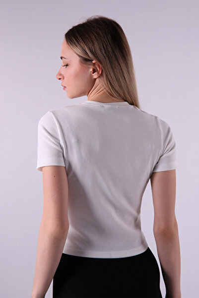 VeniLife Short Sleeve Blouse with Bead Embroidery and Bow Detail