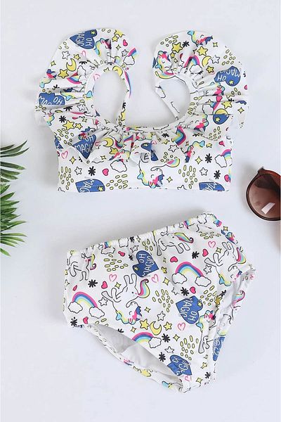 Minigimin Cicileri My Little One's Cicileri 2-Piece Patterned Girl's Bikini Swimsuit - Multicolor