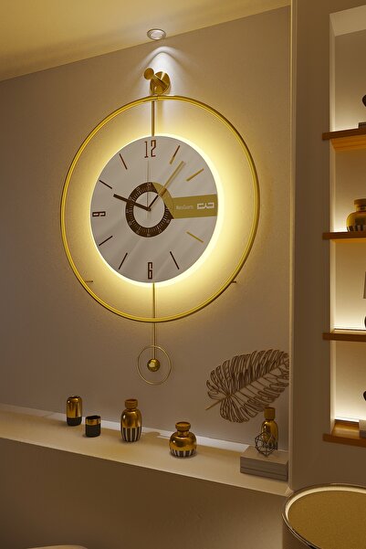 MetaQuartz Aksesuar Timelles Elit Three-büyük Boy(50X75CM)-(PİLLİ LED SİSTEMİ) , Modern Dekoratif Metal Duvar Saati