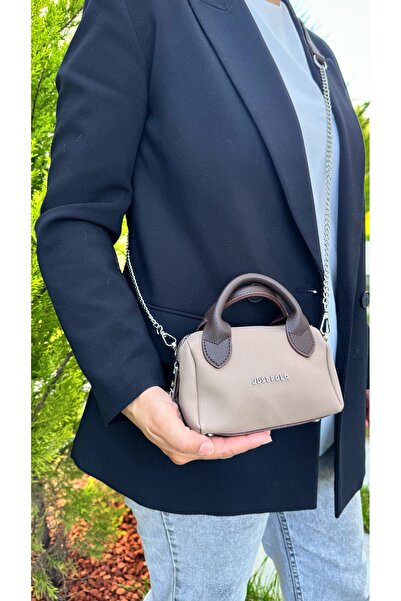 Just Polo حقيبة كتف يومية وحقيبة كروس نسائية من فرو المنك مكونة من 4 أقسام