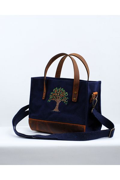 Wings Of Simurg Geantă Boutique Mutik din piele naturală brodata cu mări de măsline