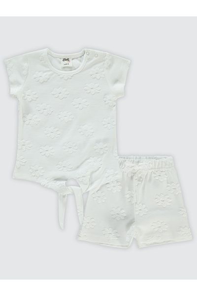 Civil Baby 6-18 Months Baby Girl Ecru Shorts Set