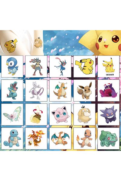 Choice Style1 20pcs/set Pokemon Pikachu Tattoo Stickers Cartoon Children's Temporary Tattoos Kids Girl Art
