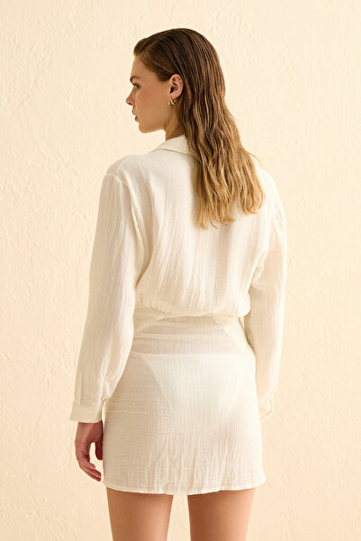 AQUELLA Φόρεμα εκρού πουκάμισο