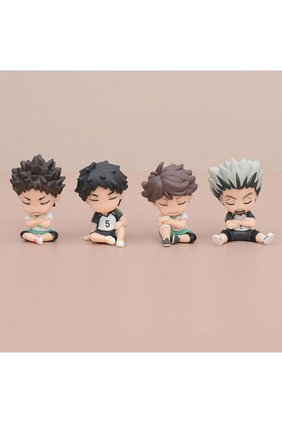 BANDAI Style 3 4 Pcs/lot Sleeping Haikyuu Mini Figure 3 Style 5.5cm Hinata Shoyo Tobio Kageyama Anime Model