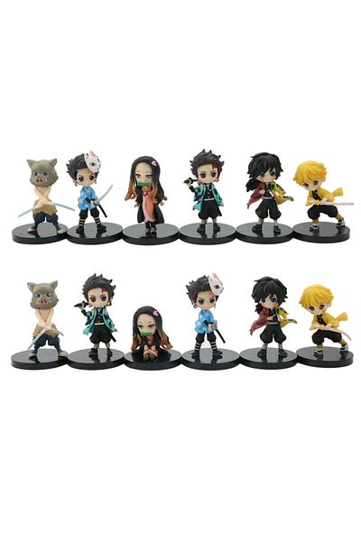 BANDAI 12 Pcs Q Posket Figure Wholesale Demon Slayer Mini Figurine 9pcs 10pcs 14pcs Sets Kimetsu No Yaiba S