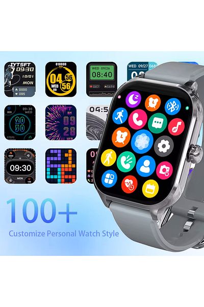 LAXASFIT Gray 2024 New Sports Fitness Smart Watch Heart Rate Monitor Waterproof Voice Call