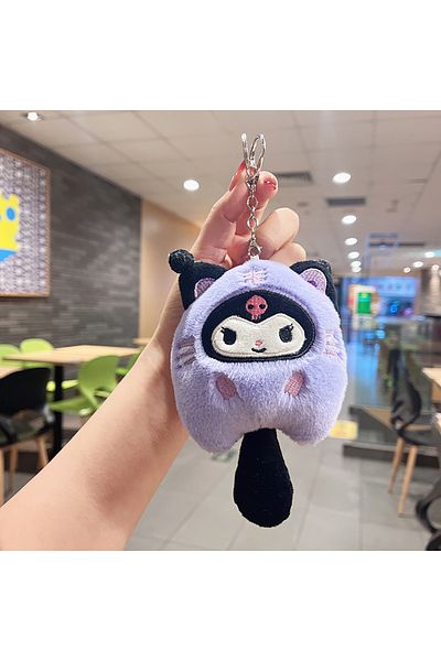Choice Kuromi Sanrio Plush Keychain Hello Kitty Mymelody Kuromi Cinnamoroll Cartoon Animal Stuffed School B