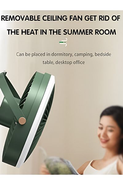 MACON Generic Aromatherapy LED Light Mini Portable Ceiling Fan Rechargeable Camping Bedroom Small Portable