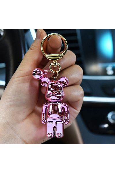 BANDAI Pink Bearbrick Bear@brick Action Figures Block Bear Pvc Model Figures Diy Key Chain Paint Dolls Toys