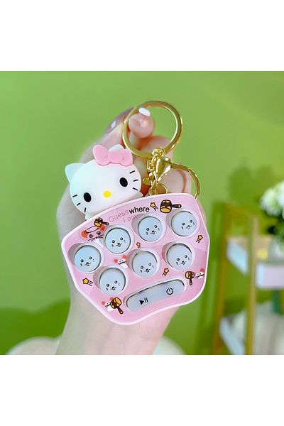 Choice C Sanrio Hello Kitty Cinnamoroll Game Console Keychain Melody Kuromi Mini Handheld Whack-a-mole Dec.