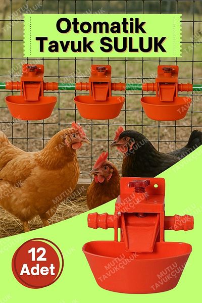 MUTLU TAVUKÇULUK 12Pcs Automatic Waterer System Chicken Turkey Chick Waterer Goose Pigeon