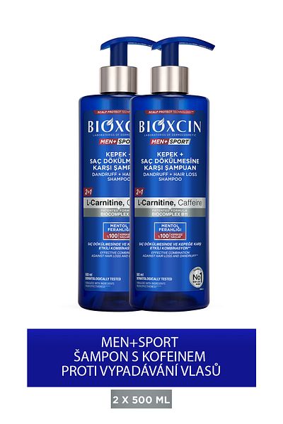 Bioxcin Men Sport šampon proti lupům a vypadávání vlasů 500 ml - proti vypadávání, slupování, prevence 2 kusy