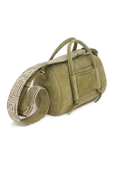 D'ylla Atelier TETHY PETITE Serisi Kadın Süet Omuz Çantası 25x15 Cm - Ayarlanabilir Askılı - Olive