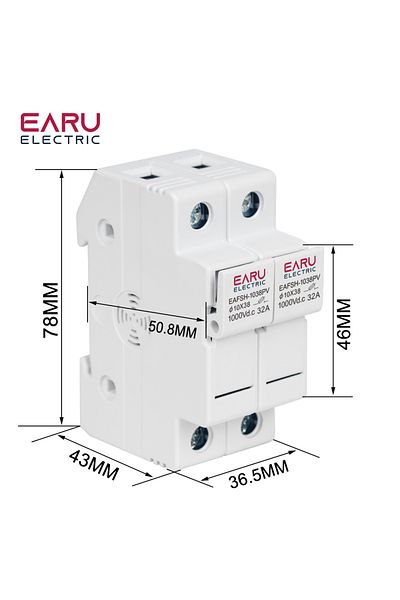 EARUELETRIC 2P Din Rail Solar PV DC Fuse Holders suitable for 10*38mm DC PV Fuse Link for Solar Photovoltaic ...