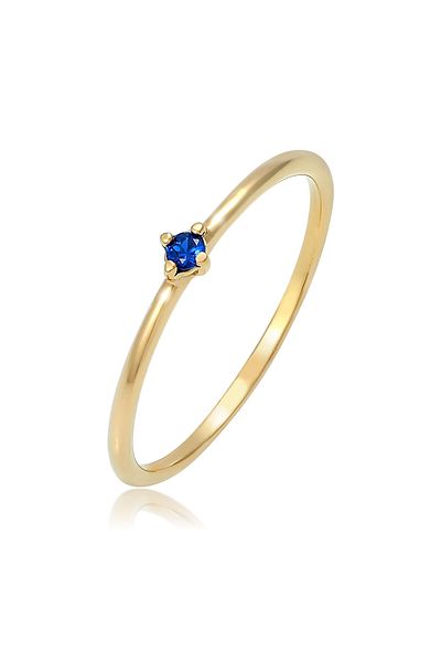 ELLI Inel de damă Solitaire cu safir sintetic din argint 925 placat cu aur