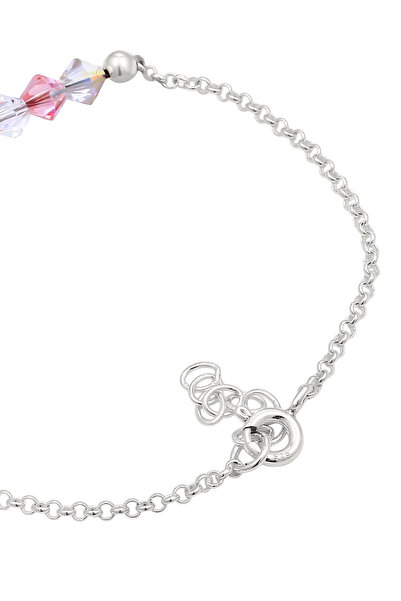 ELLI Dětský náramek z korálků růžový s krystaly ze sterlingového stříbra 925