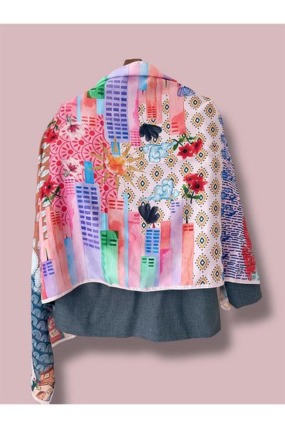 Oyt DÜKKAN Homes and Patterns Design Shawl Foulard 70X 170 cm