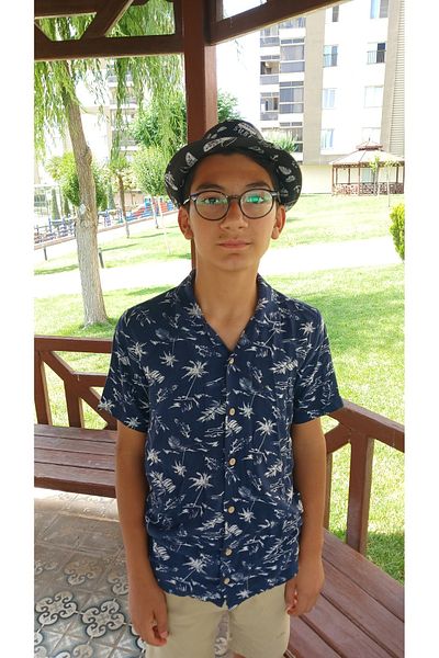 Avantaj Kapıda Children's Trilby Straw Hat Summer Patterned Boy Girl Fedora Beach Hat with Shade