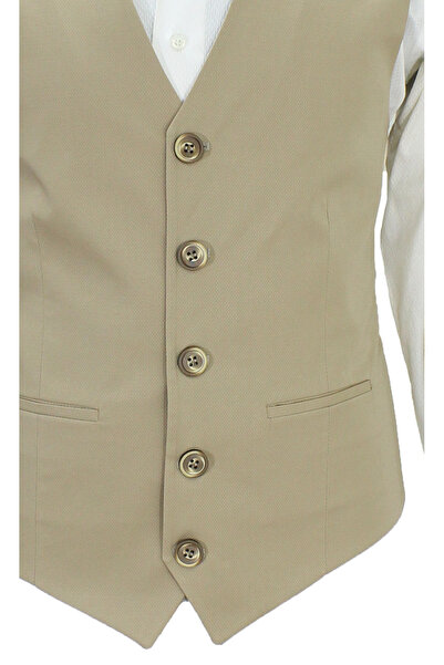 MENTOR REGALO Чоловічий жилет з V-подібним коміром, екрю, вовна 50660