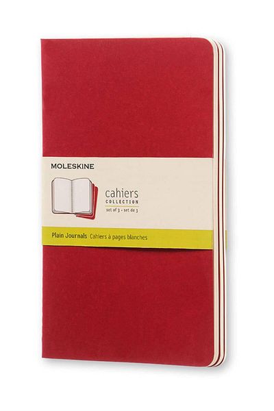 Moleskine 3-Piece Cahier Plain Notebook Cardboard Cover L Size Red