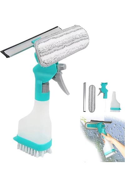 miraza 4 in 1 Window Wiper, Squeegee, Cleaning Brush, Detachable Cloth, Spray Bottle