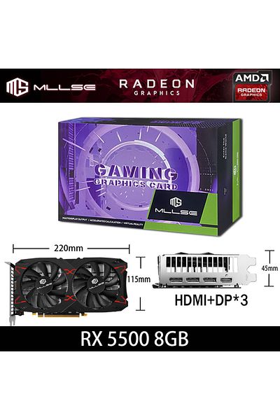 Choice بطاقة رسومات Rx5500 Mllse بسعة 8 جيجابايت Rx 5500 8 جيجابايت لوحة ألعاب فيديو 7 نانومتر 128 بت GDDR6 8pin Pci Express 4
