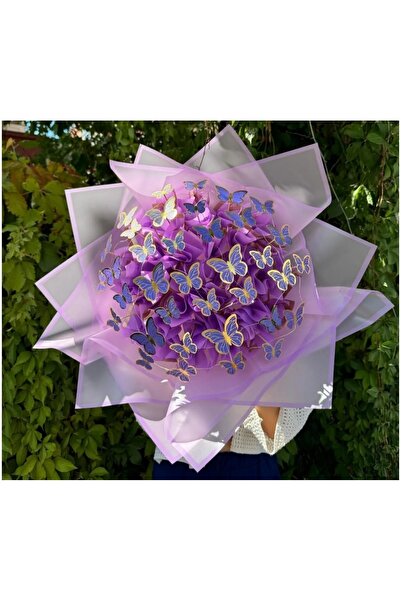 ellobutik LED Işıklı Kelebek Buketi Mor