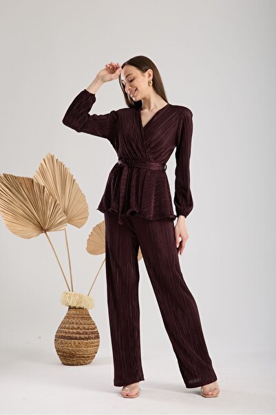amurpars Padded Flared Bitter Brown Jacket Trousers Set