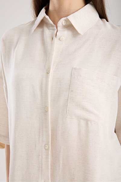 amurpars Shirt Shorts Linen Cream Oversize Set