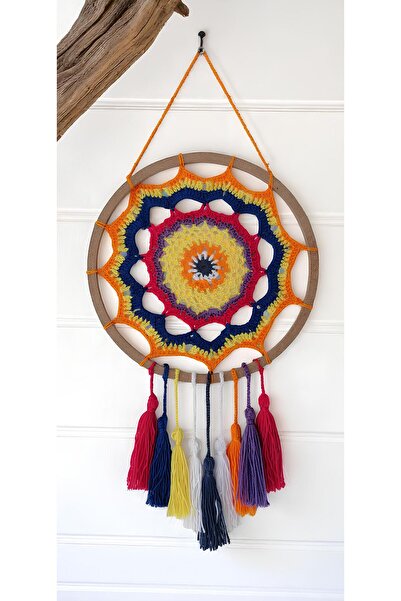 Grimsi Dantel Desenli Renkli El Yapımı Düş Kapanı Duvar Süsü