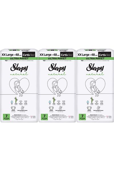 Sleepy Baby Diaper Natural Size:7 (20-30kg) Xx Large 144 Pieces Monthly Ultra Pk