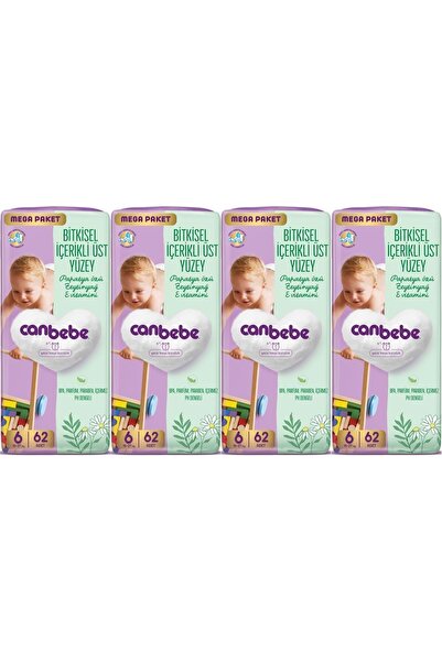 Canbebe Bebek Bezi Beden:6 (15-27KG) Exstra Large 248 Adet Mega Avantaj Fırsa...