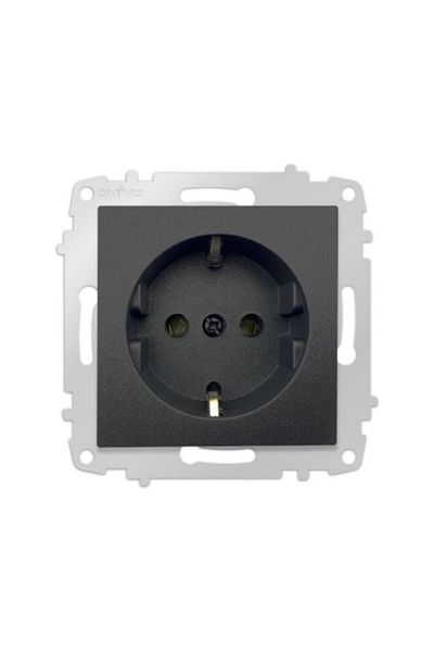 Tenda 6 Pieces Ovivo Grano Black Grounded Socket Frameless