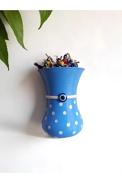 Grimsi Puantiyeli Renkli Boncuklu Yarım Saksı Duvar Balkon Kapı Süsü