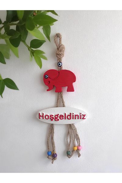 Grimsi Red Elephant Decorative Welcome Door Wall Ornament