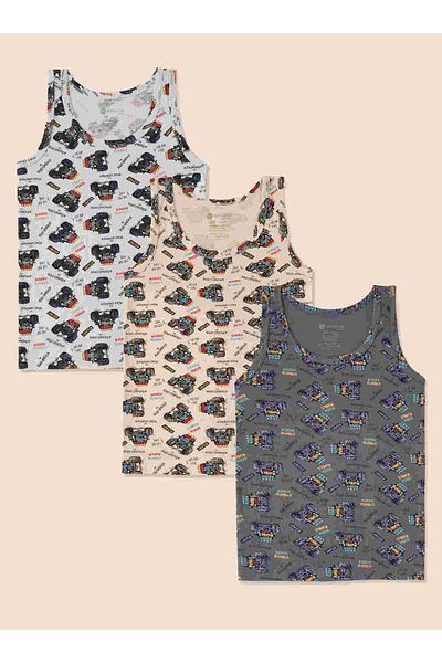 natuline Tricou pentru băiat din bumbac organic Lycra Car Printed Pachet 6