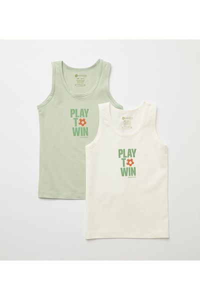 natuline Boy's Organic Cotton Lycra Undershirt 2-pack Play To Win Lycra 3003-2