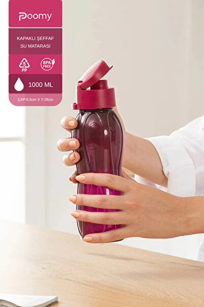 Poomy Büyük Boy Sızdırmaz Kapaklı 1000 ML Su Matarası