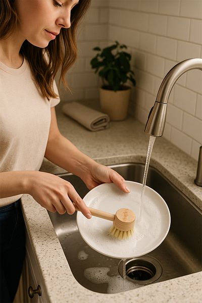Vitalista Natural Wooden Handle Tampico Weed Dish Brush