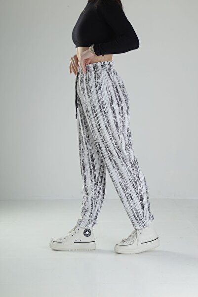 COCOPELLI Бюрмюк тканина білого кольору з візерунком, штани-кльош