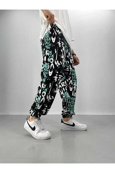 COCOPELLI Ανδρικό γκράφιτι Jogger σε τιρκουάζ-μαύρο χρώμα
